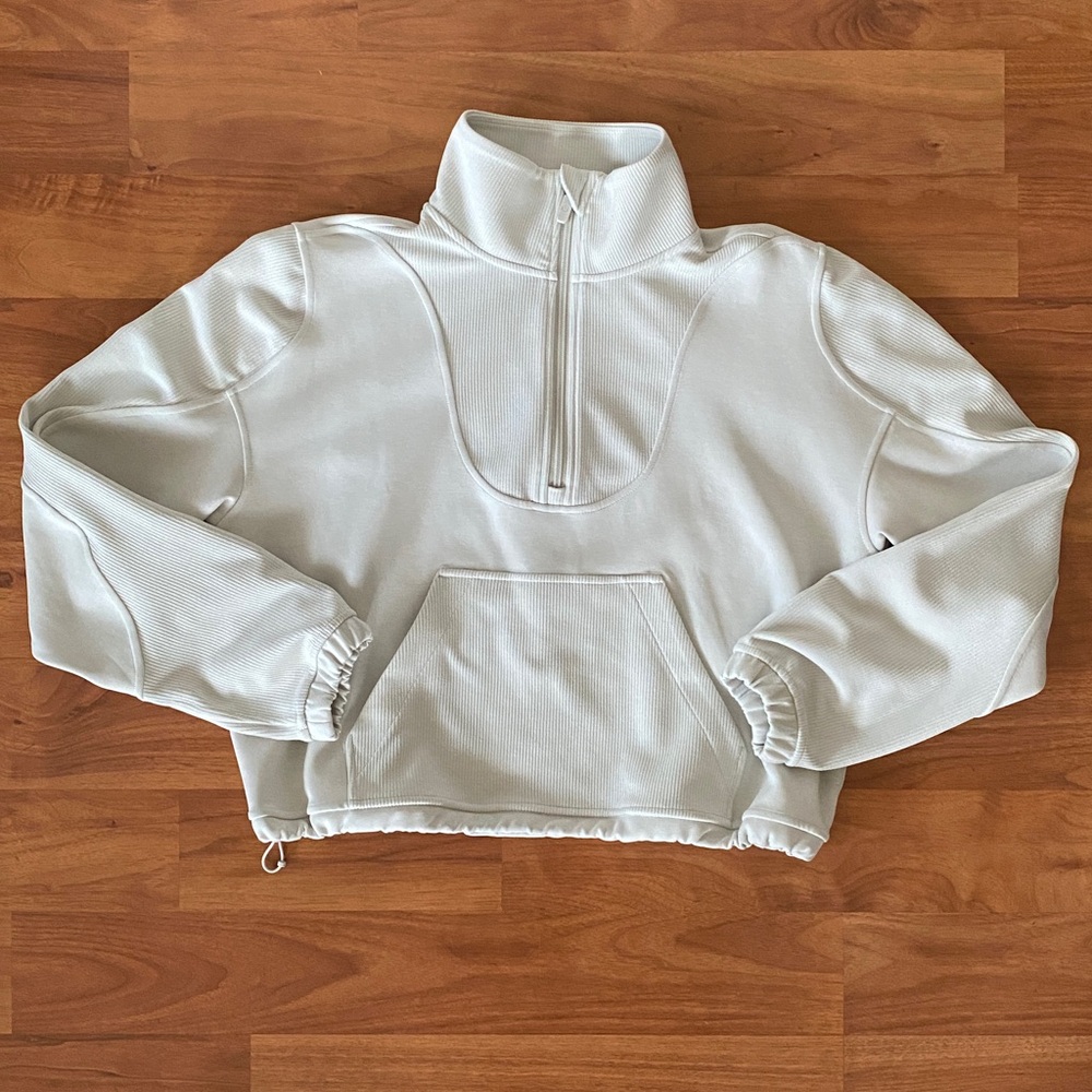 ❤️ Lululemon Brushed Softstreme Ribbed Half Zip Size 6 in Bone NWOT